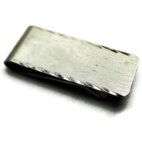 Act II Money Clip Etched Stainless Steel Credit Card Cash Silver Tone Engravable - Picture 1 of 10